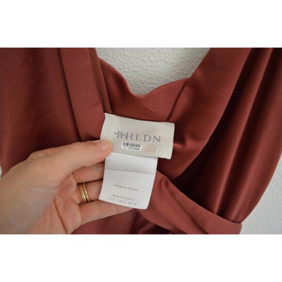 BHLDN Freya Satin Charmeuse Dress | Anthropologie in Cinnamon - Picture 5 of 7